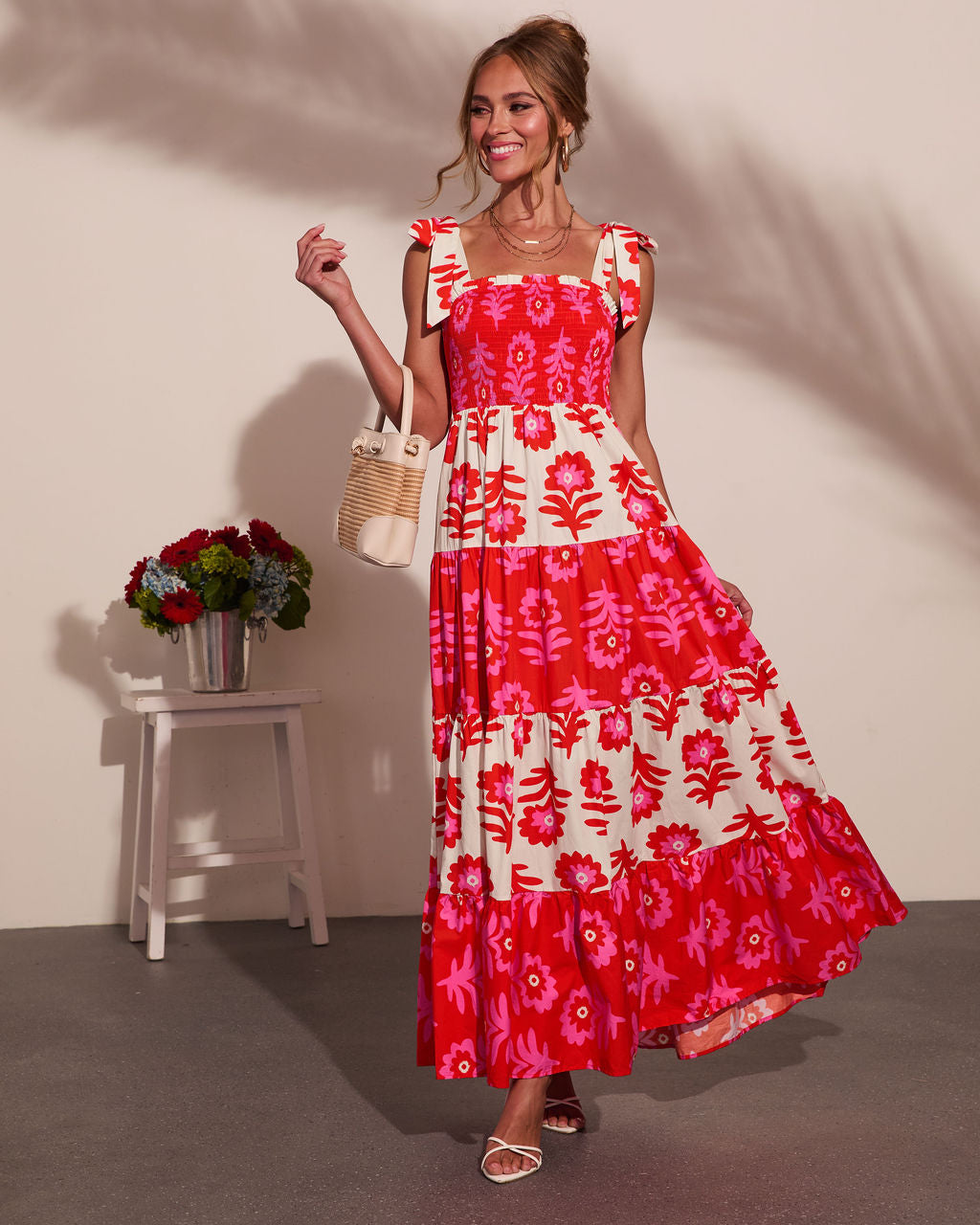 Summer Dreaming Floral Color Block Maxi Dress