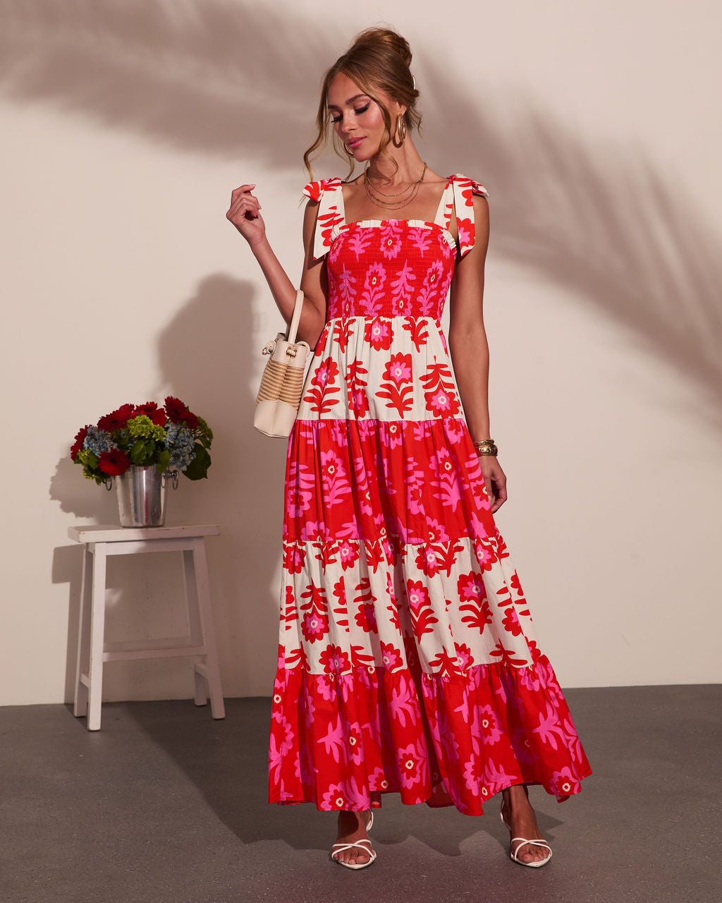 Summer Dreaming Floral Color Block Maxi Dress