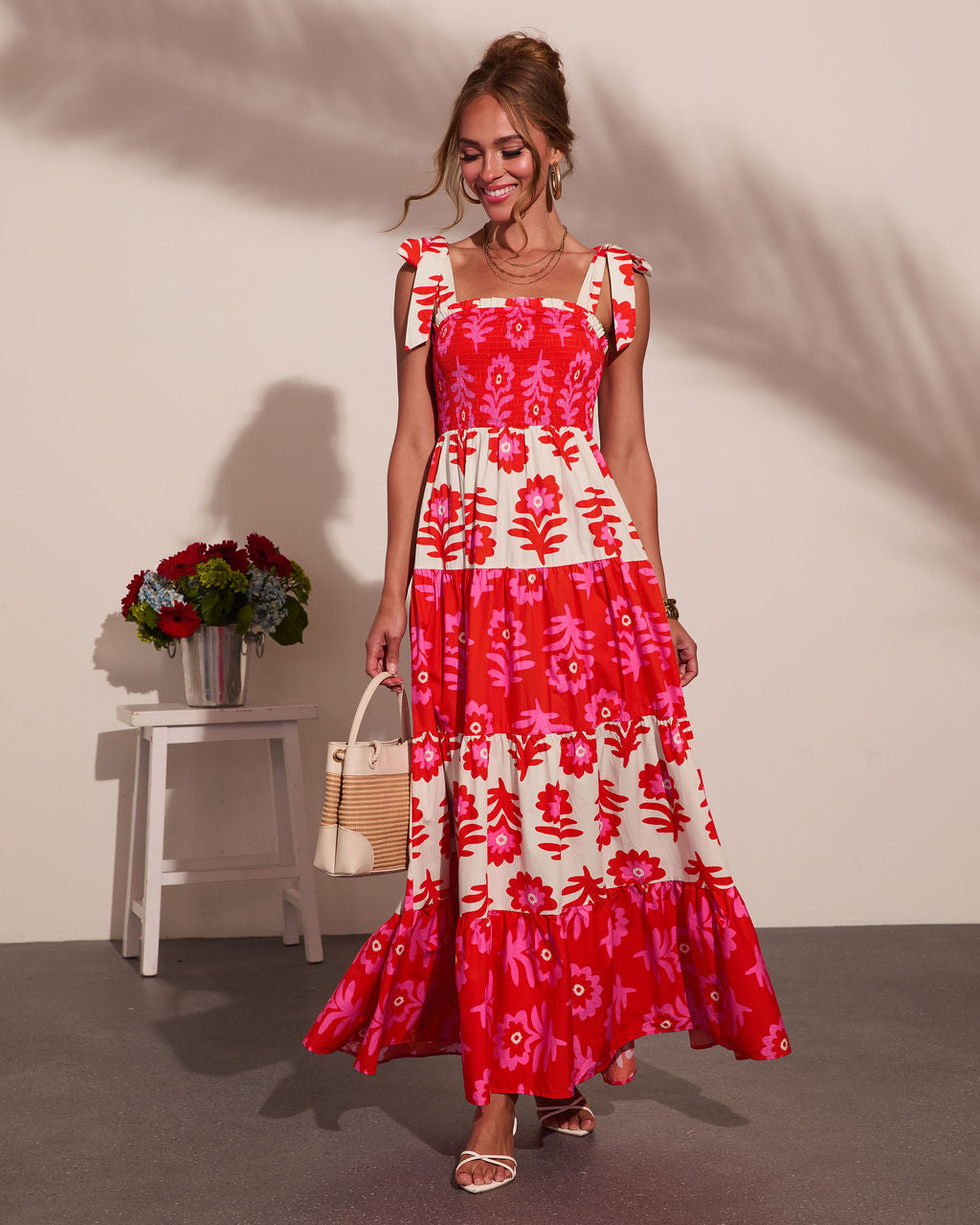Summer Dreaming Floral Color Block Maxi Dress