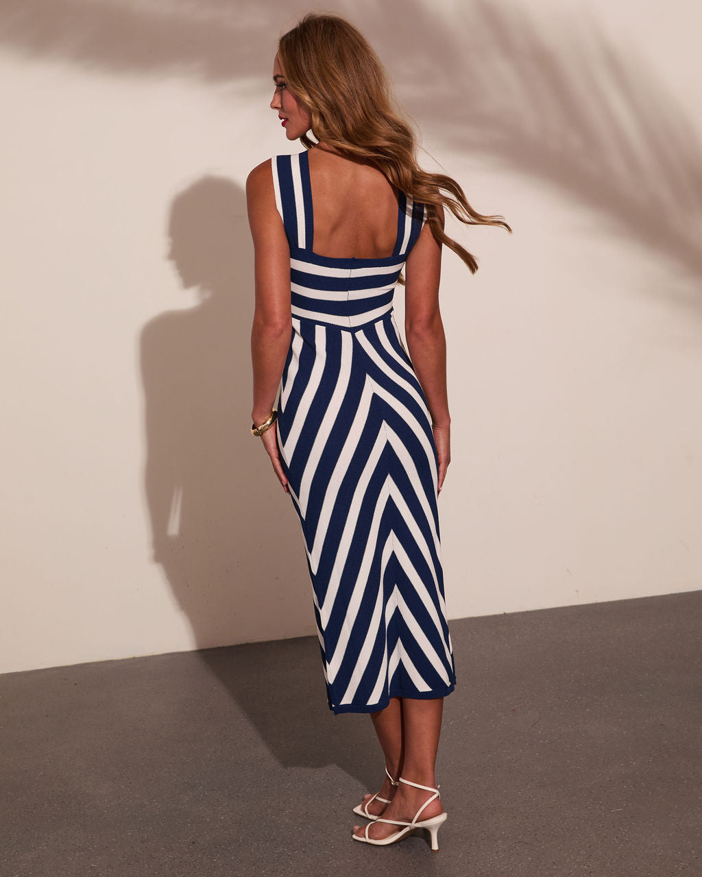 Coastal Americana Striped Halter Neck Midi Dress