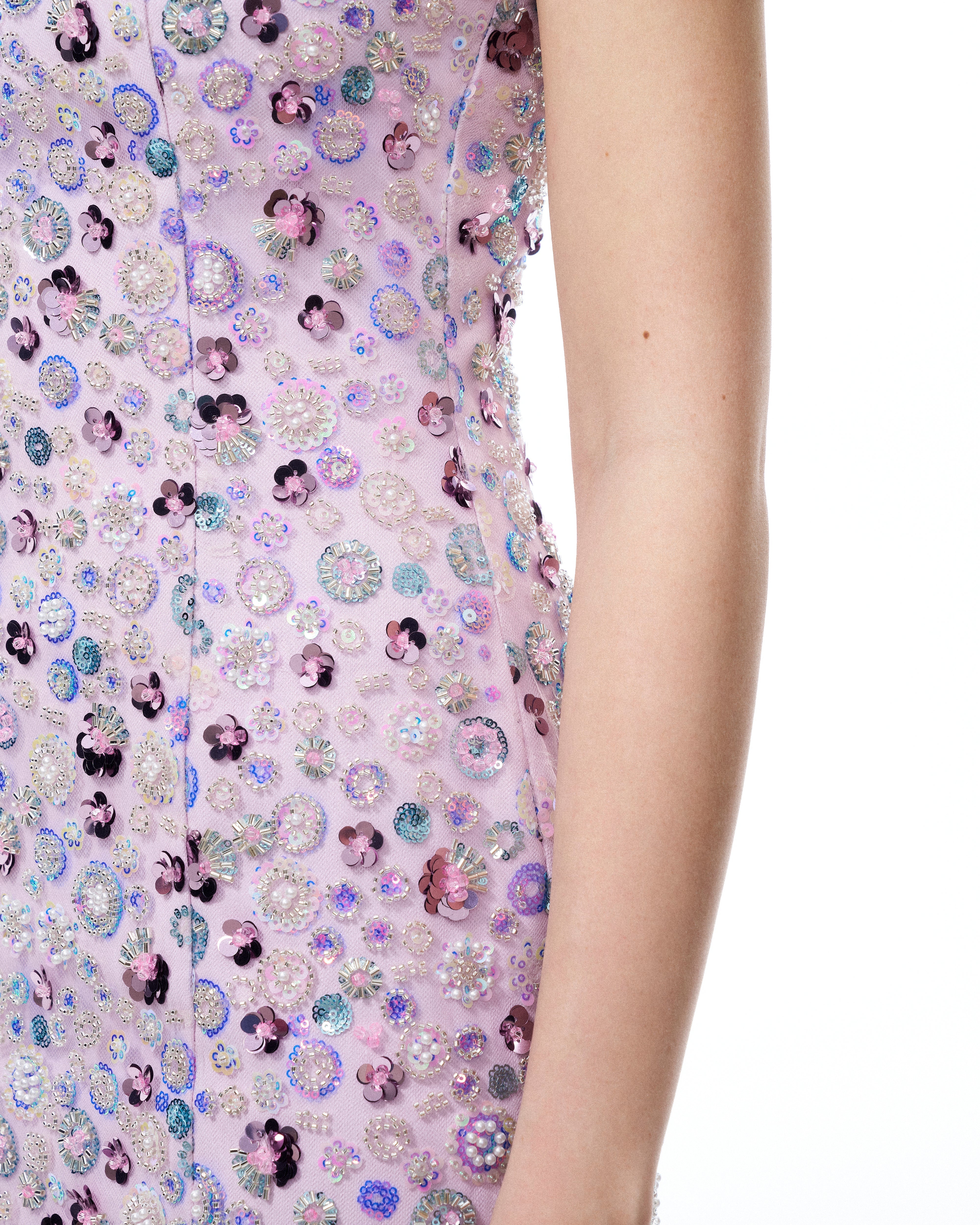 Esme Floral Sequin Embroidered Mini Dress - Purple