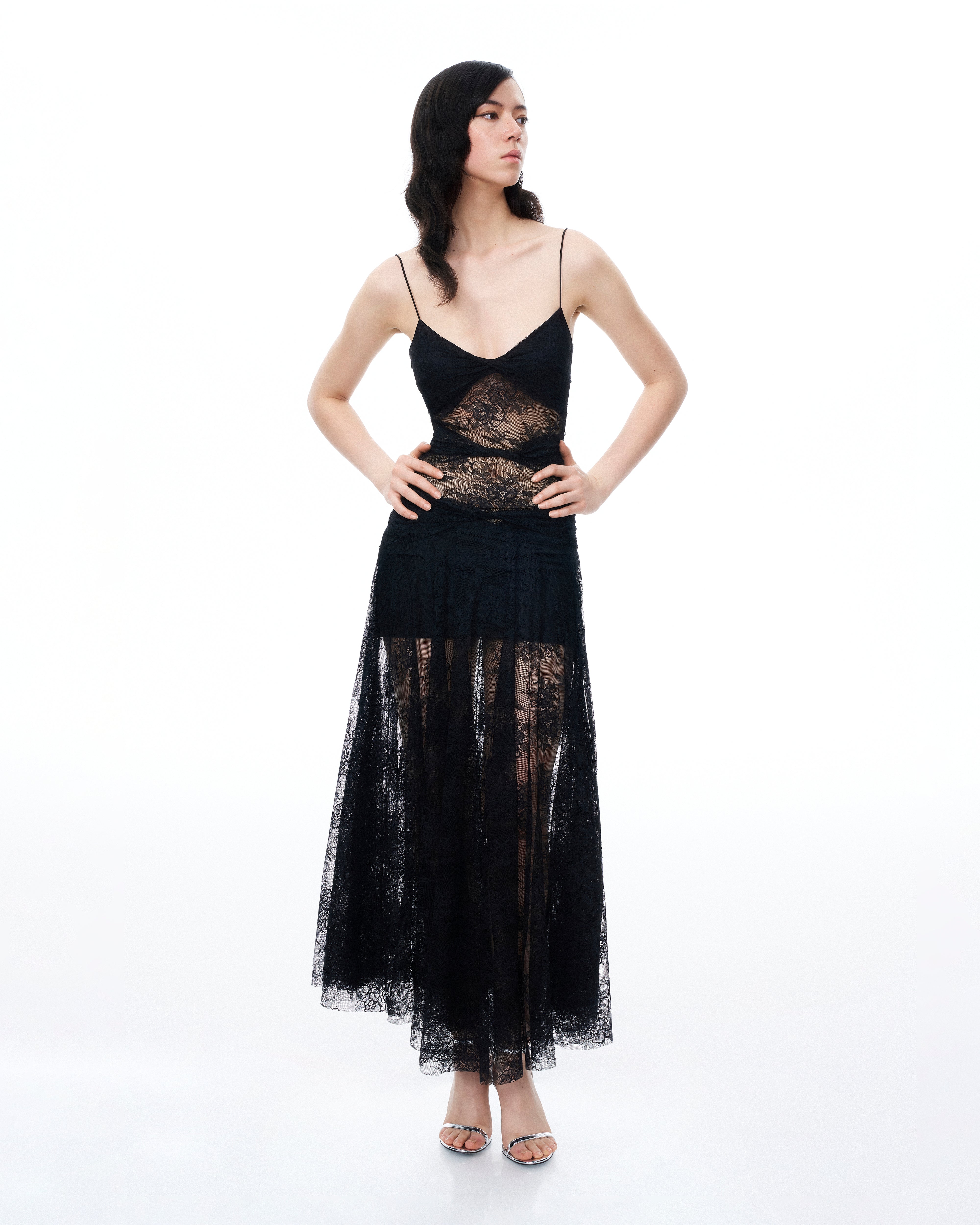 Indigo Floral Lace Dress - Black