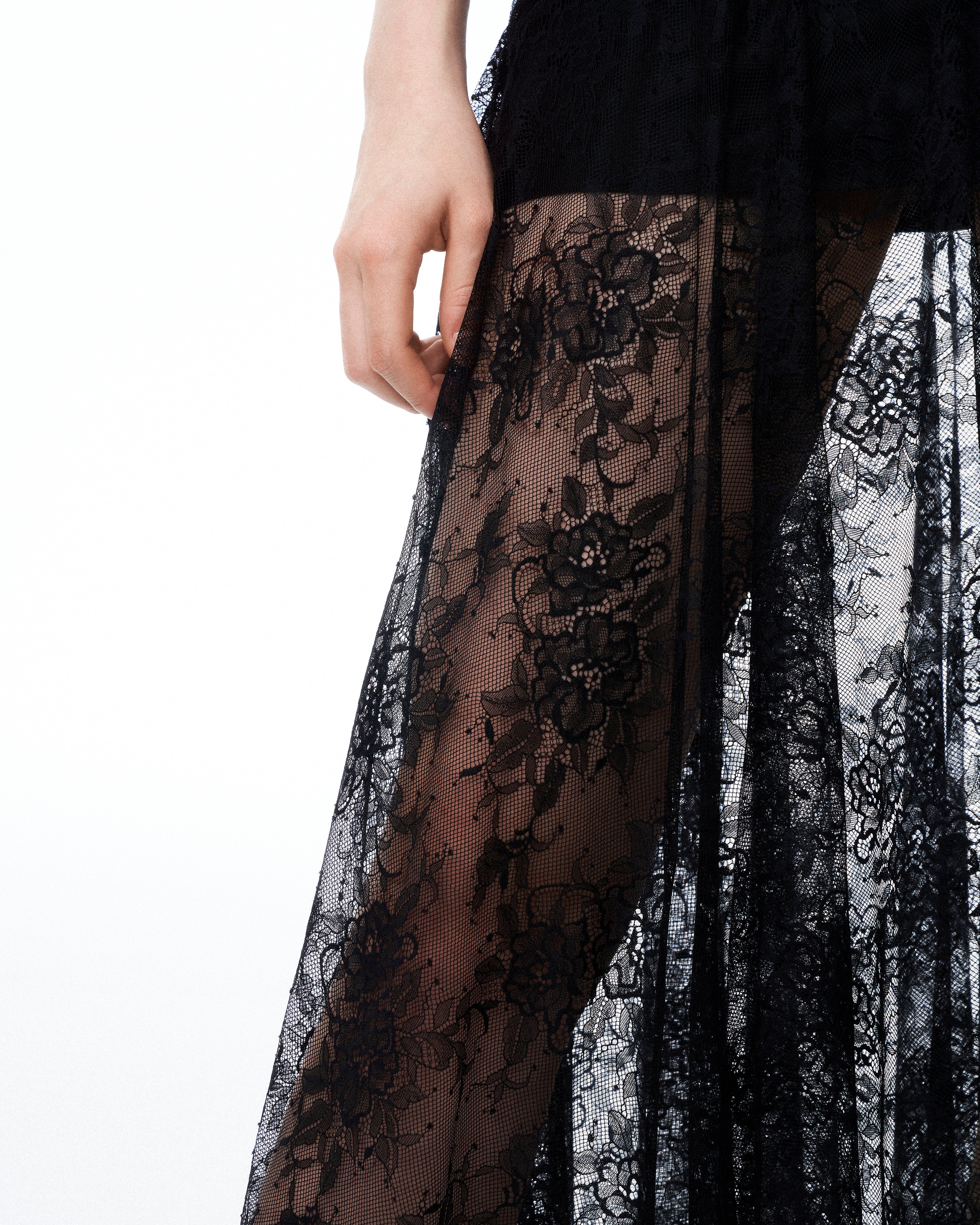 Indigo Floral Lace Dress - Black