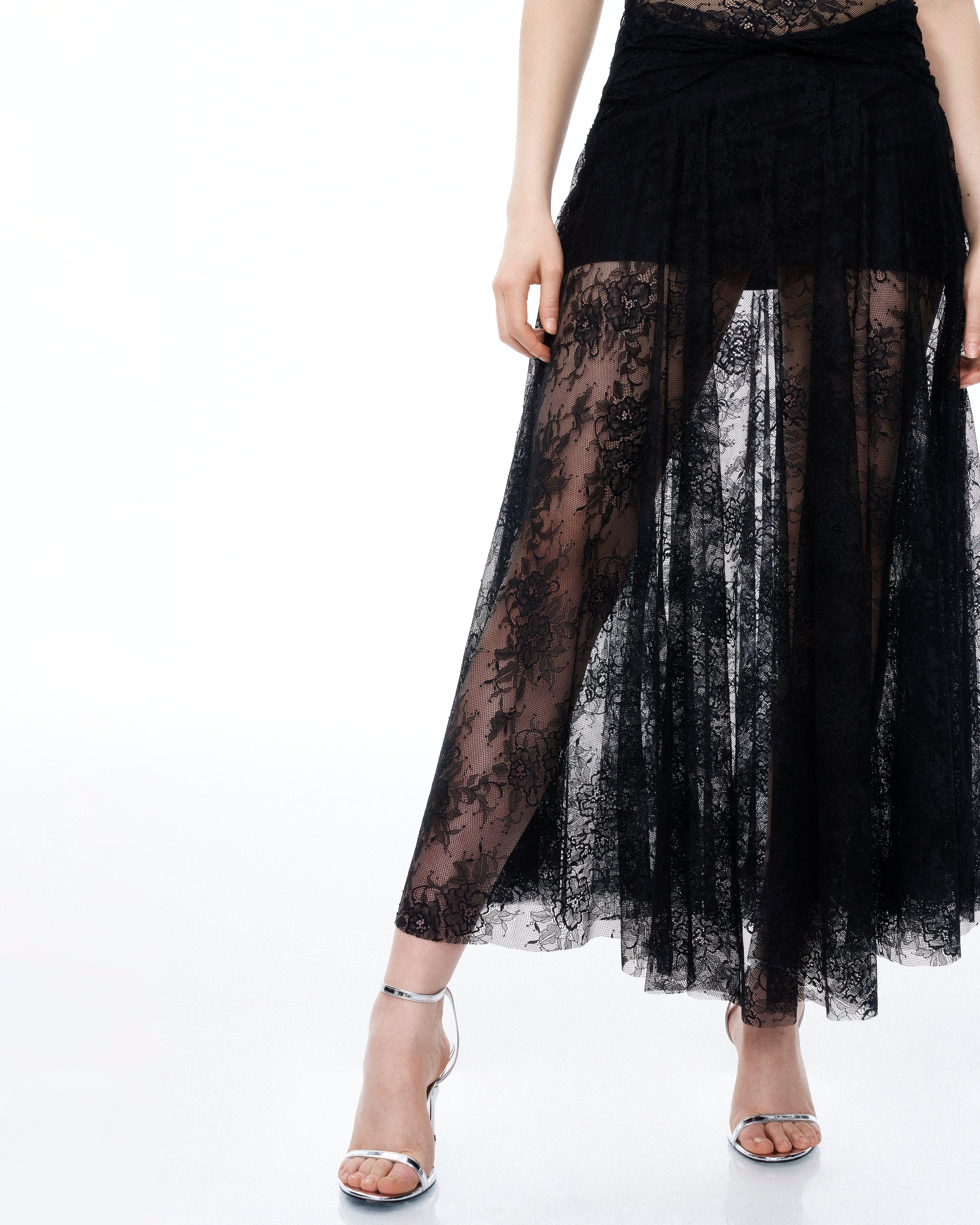 Indigo Floral Lace Dress - Black