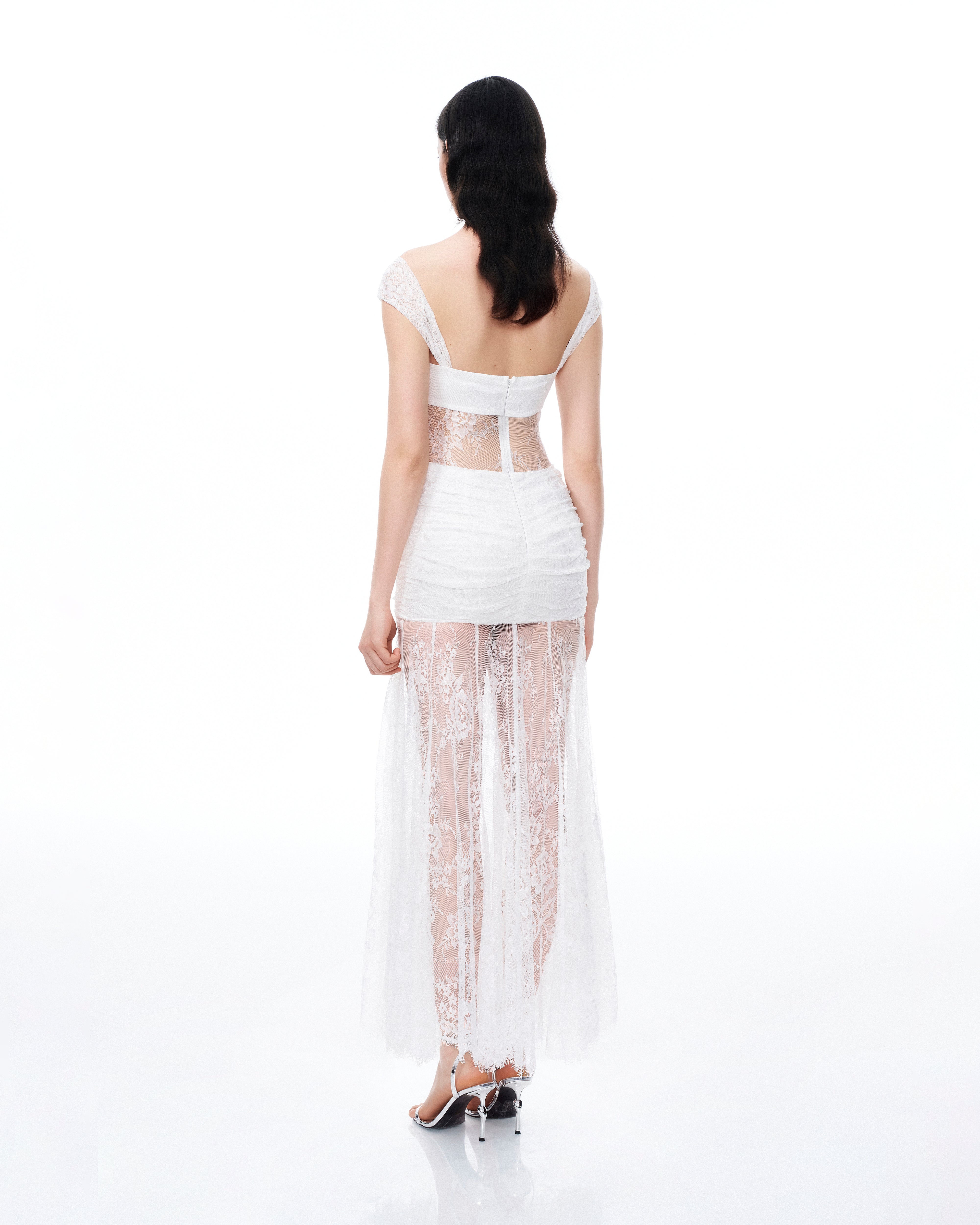 Fiorentina 3D Floral Lace Dress - White