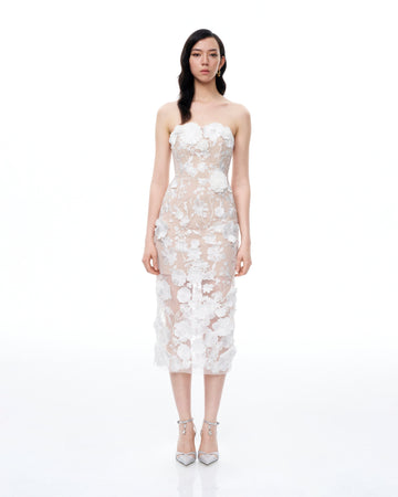 Lysandra 3D Floral Embroidered Maxi Dress - White