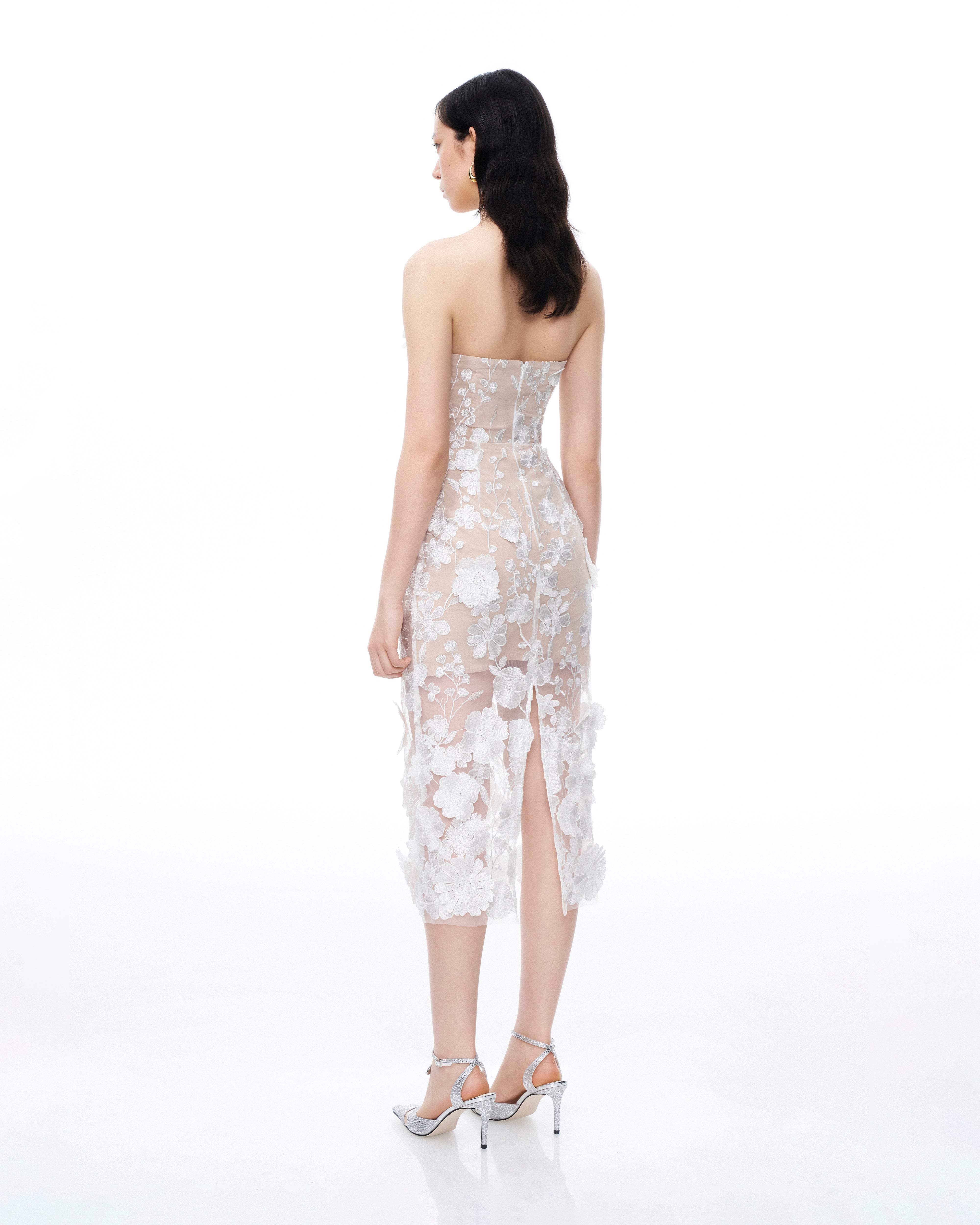 Lysandra 3D Floral Embroidered Maxi Dress - White
