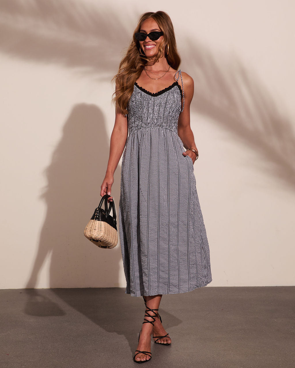 Summer Spell Gingham Print Midi Dress