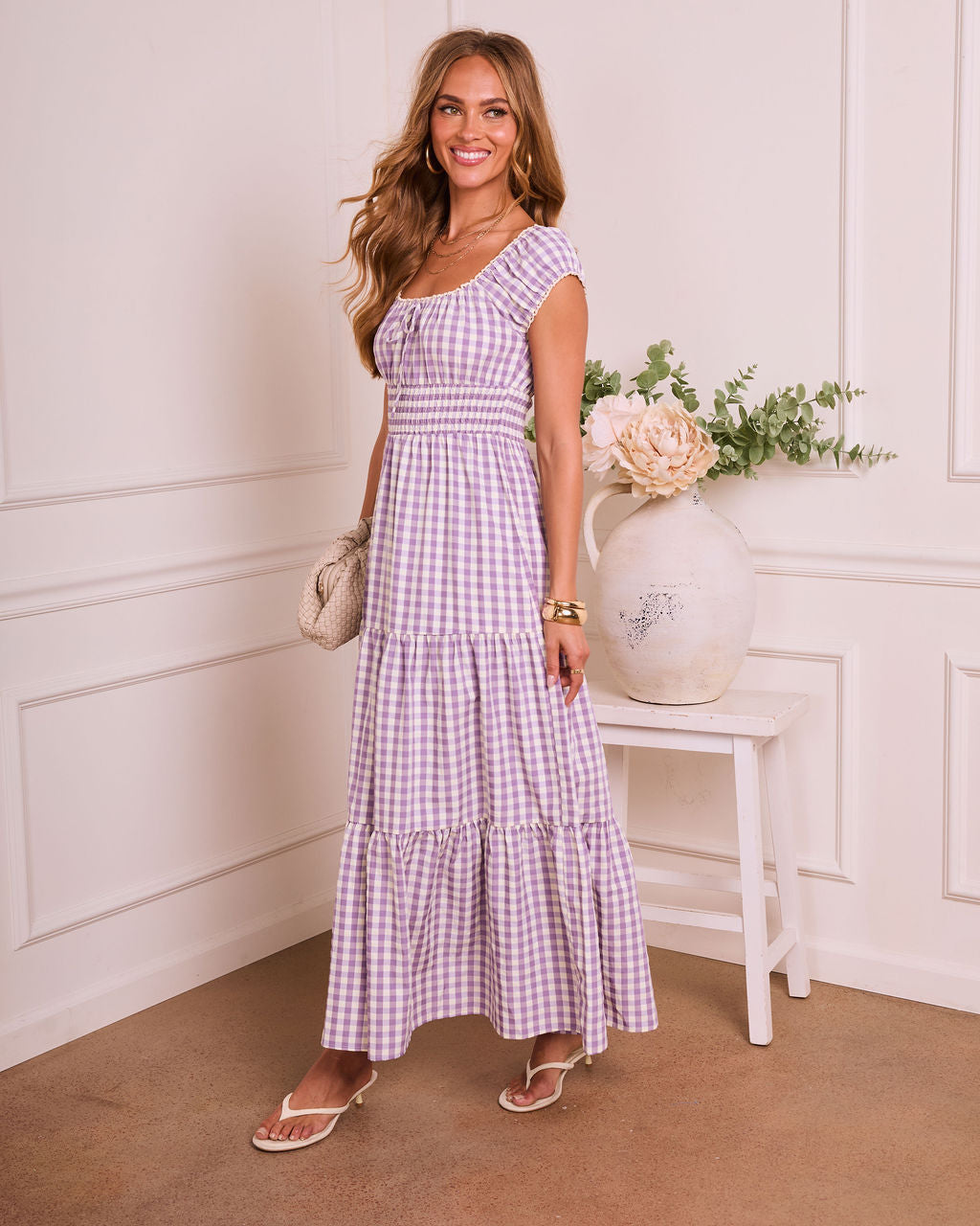 Willowy Meadow Gingham Maxi Dress