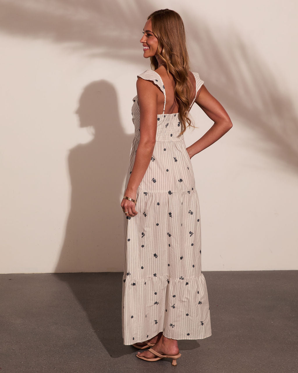 Days Muse Striped Embroidered Floral Maxi Dress