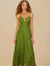 Green Monstera Embroidered Midi Dress
