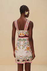 Pink Delicate Forest Euroflax™ Premium Linen Mini Dress