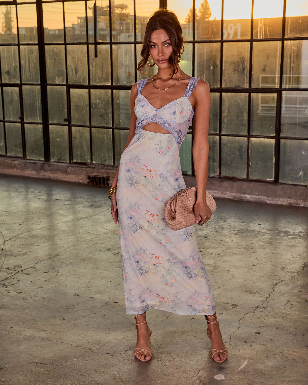 Forbidden Love Floral Print Mesh Maxi Dress
