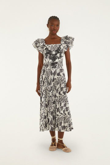 Sand Seashell Serenade Pleated Maxi Dress