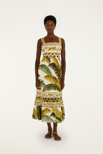 Sand Trancoso Wavy Trim Maxi Dress