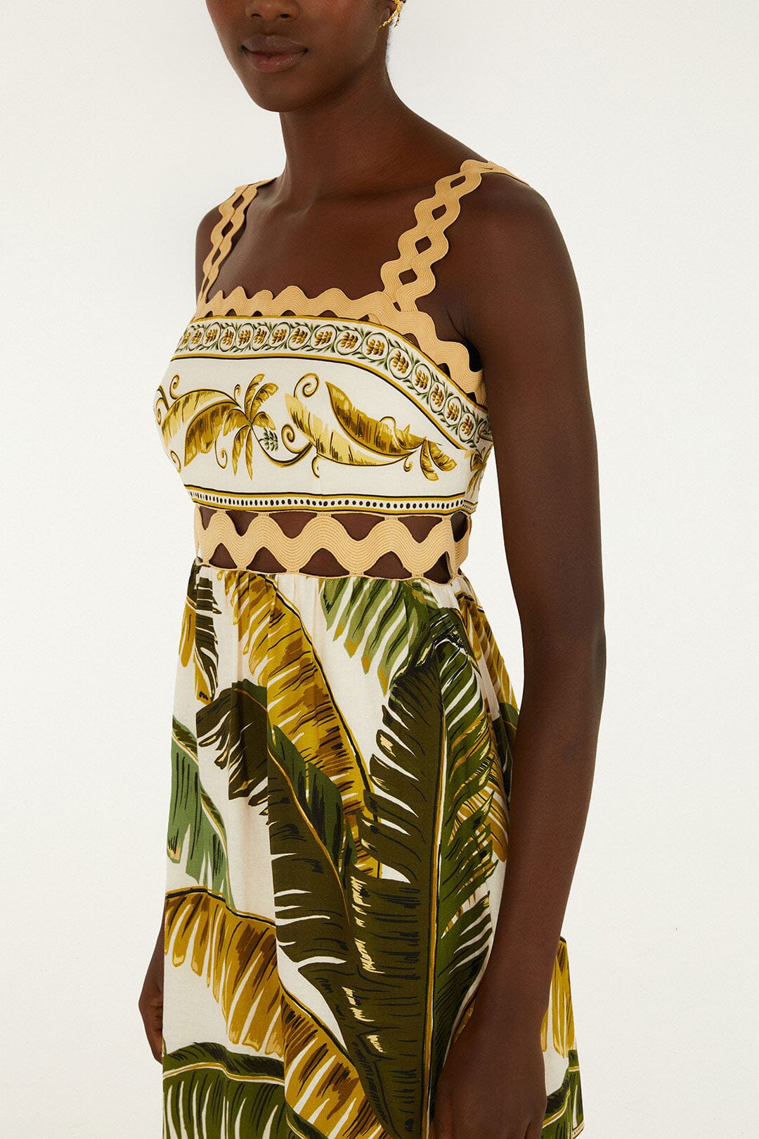 Sand Trancoso Wavy Trim Maxi Dress