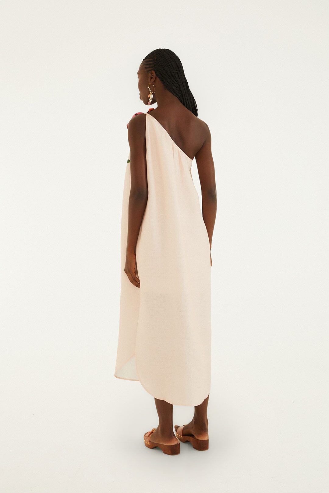 Pink Garden Terrace 3d One-Shoulder Maxi Dress