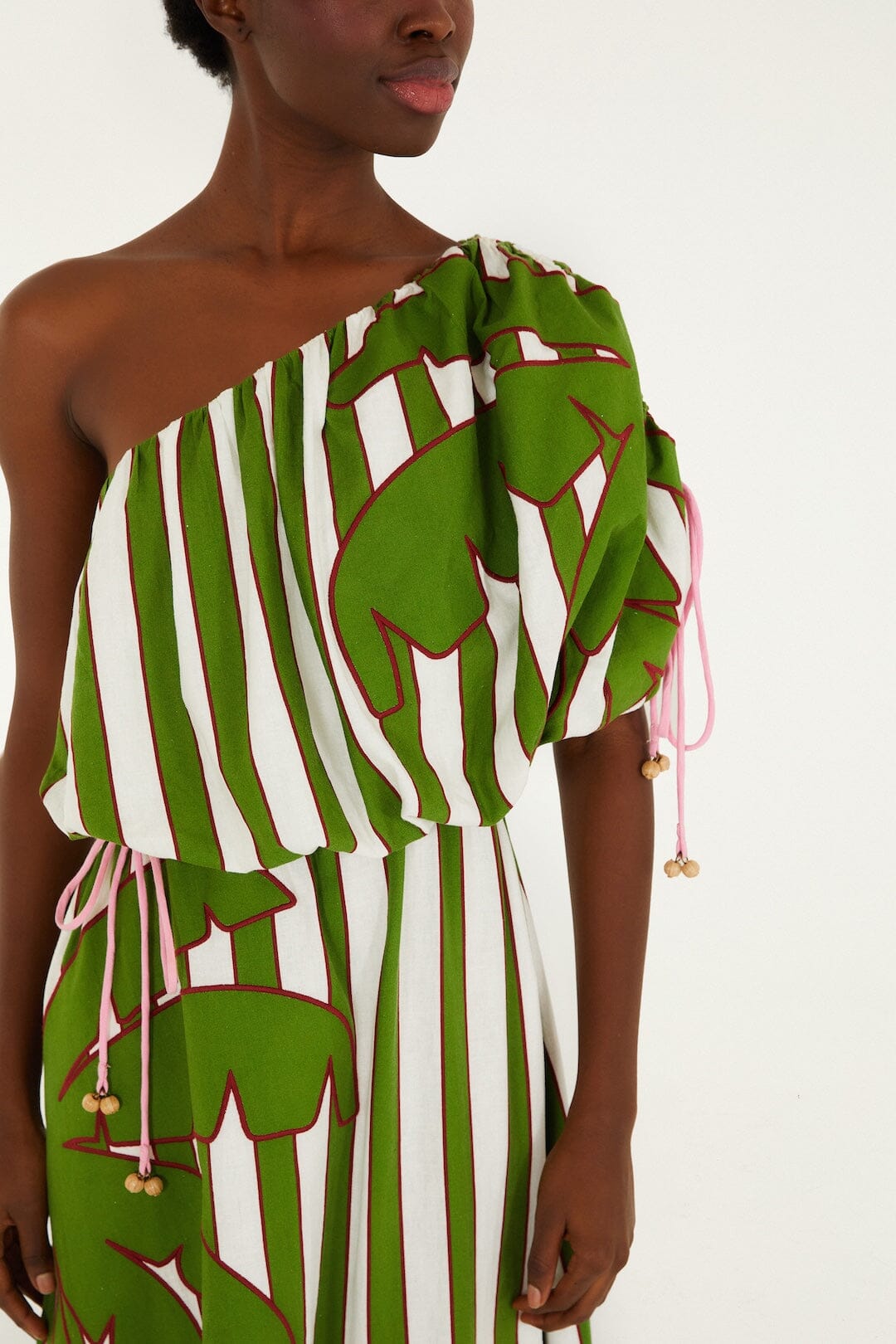 Off-White One-Shoulder Midi Dress