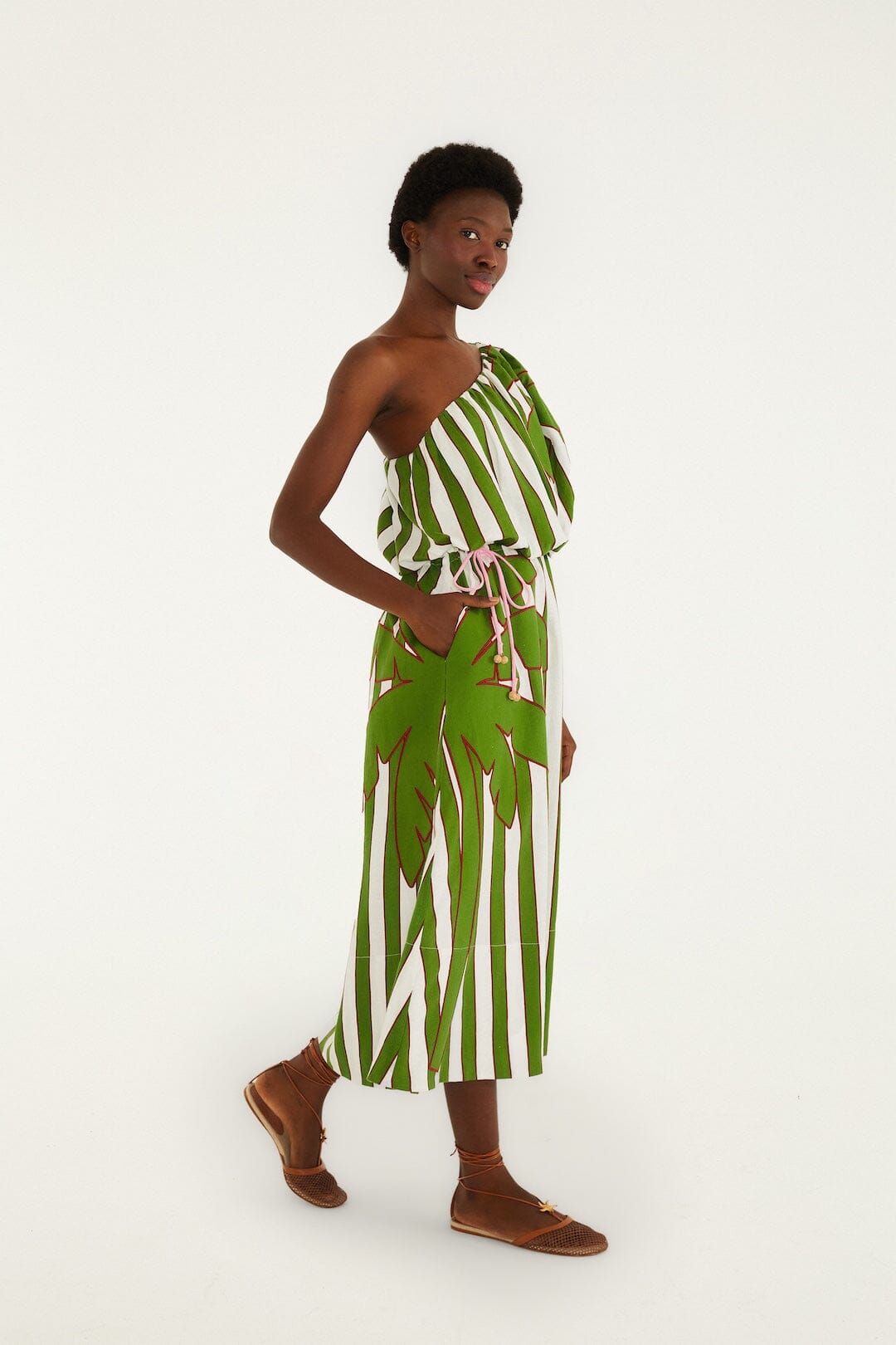 Off-White One-Shoulder Midi Dress