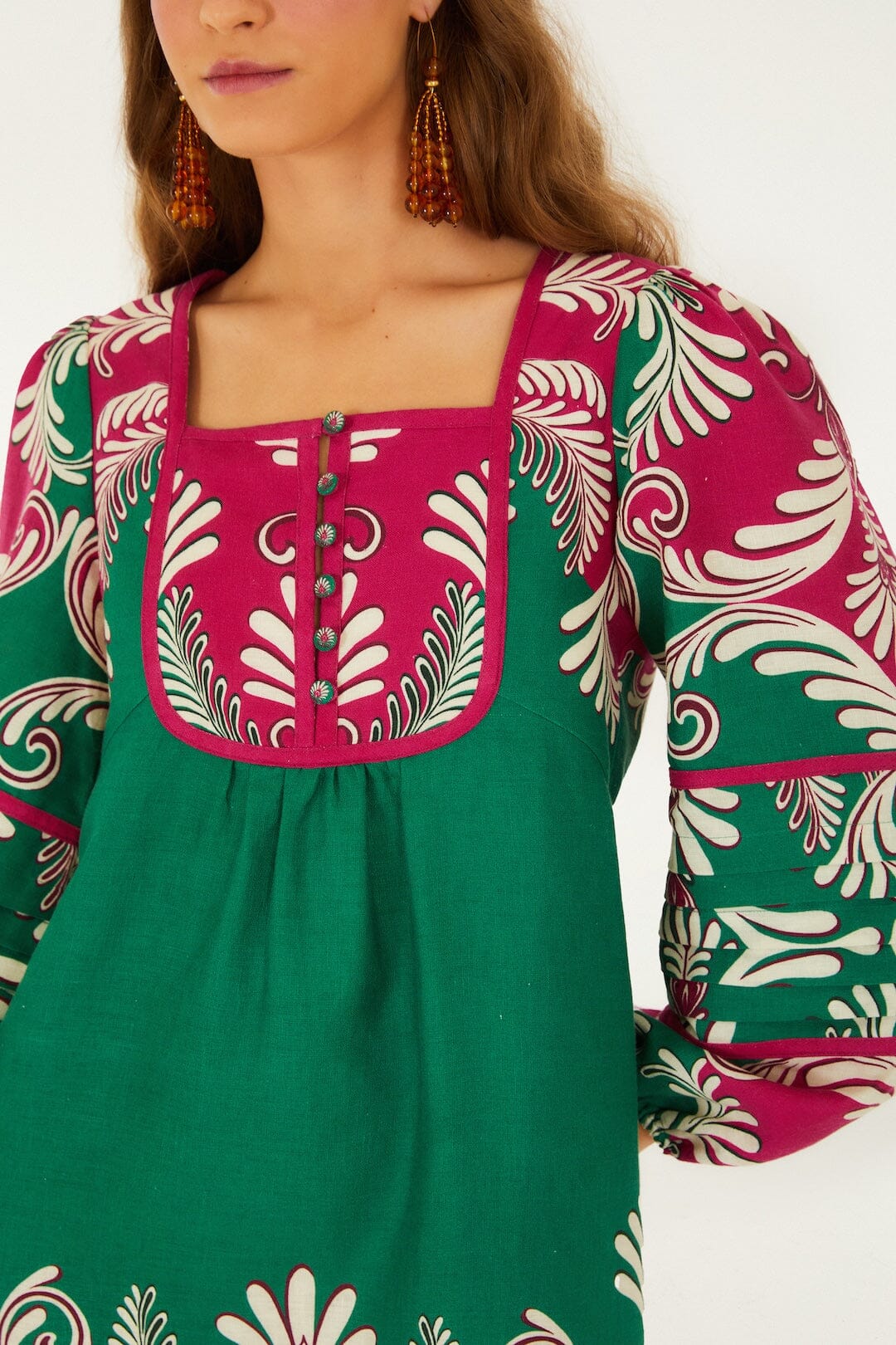 Multicolor Spring Arabesc Long Sleeve Mini Dress