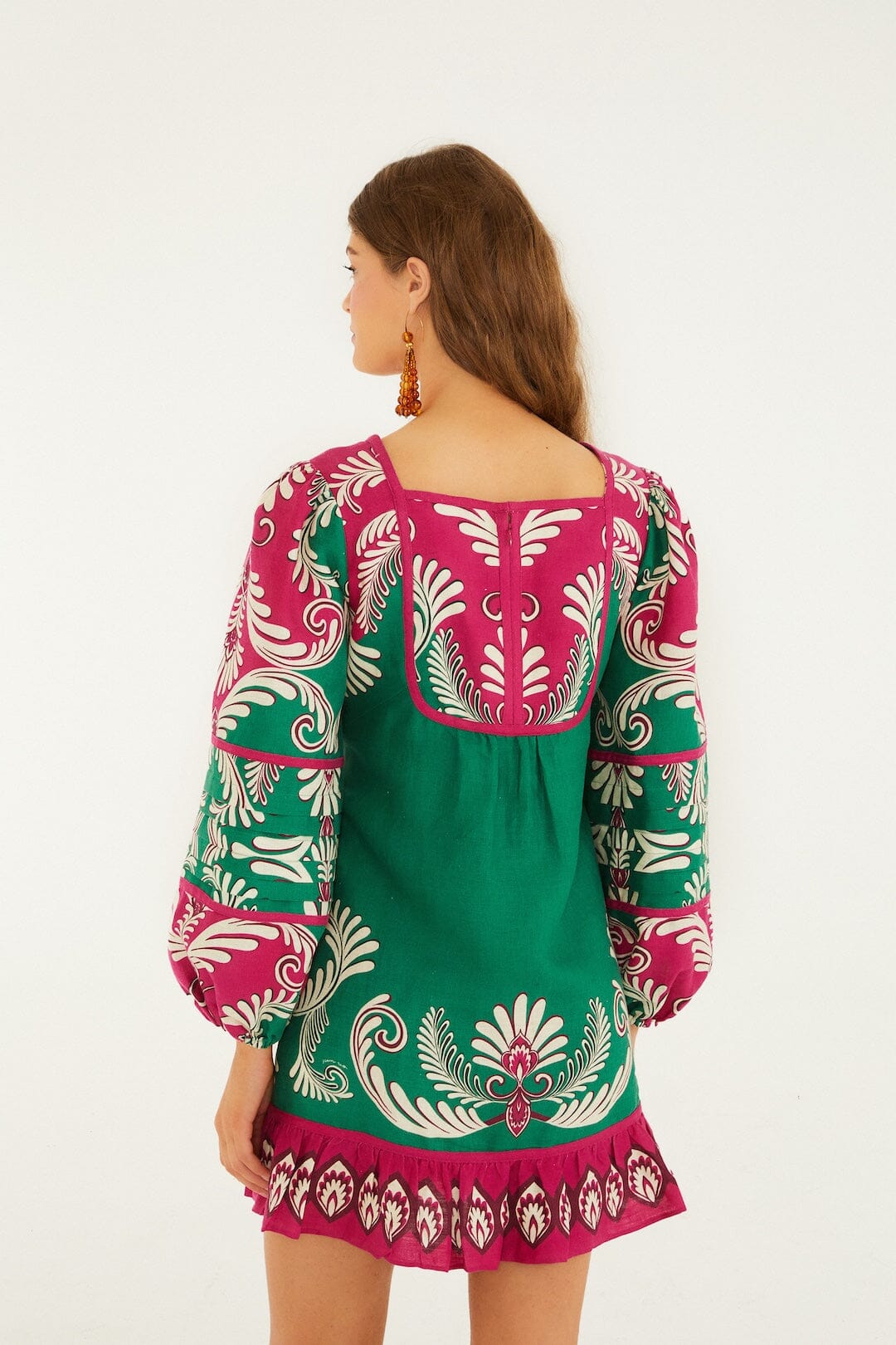 Multicolor Spring Arabesc Long Sleeve Mini Dress