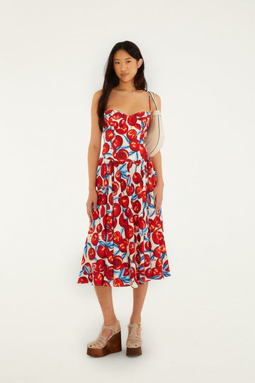 Cherry Blossom Sleeveless Midi Dress