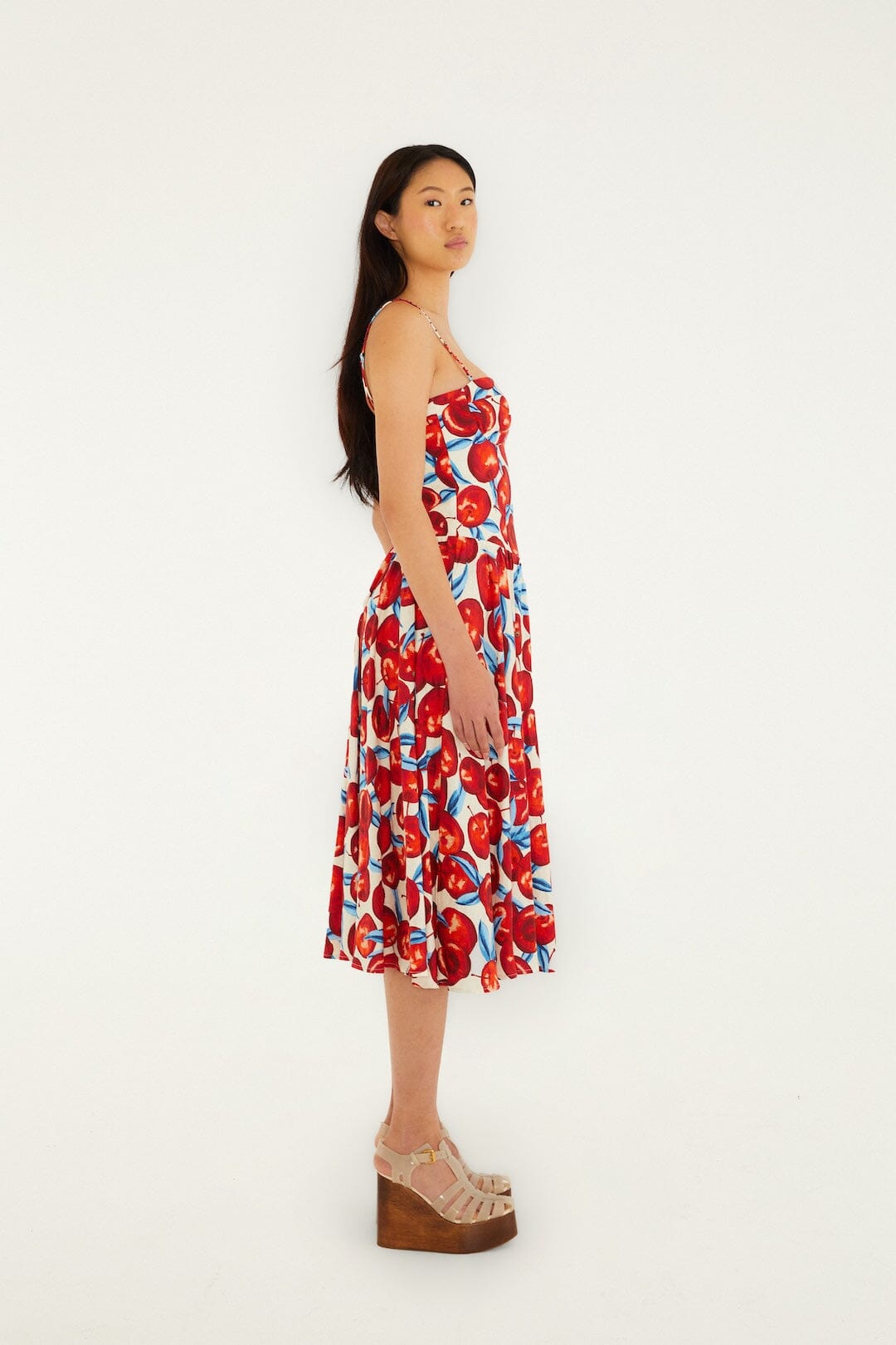 Cherry Blossom Sleeveless Midi Dress