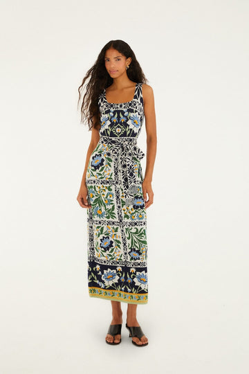 Black Manoela Belted Knit Midi Dress