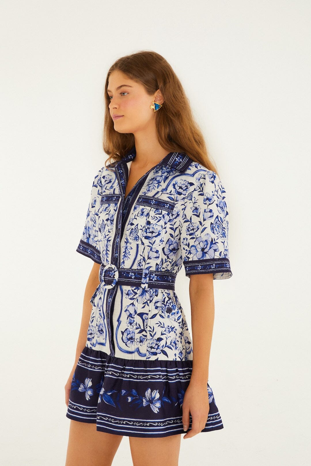 Off-White Porcelain Garden Mini Dress