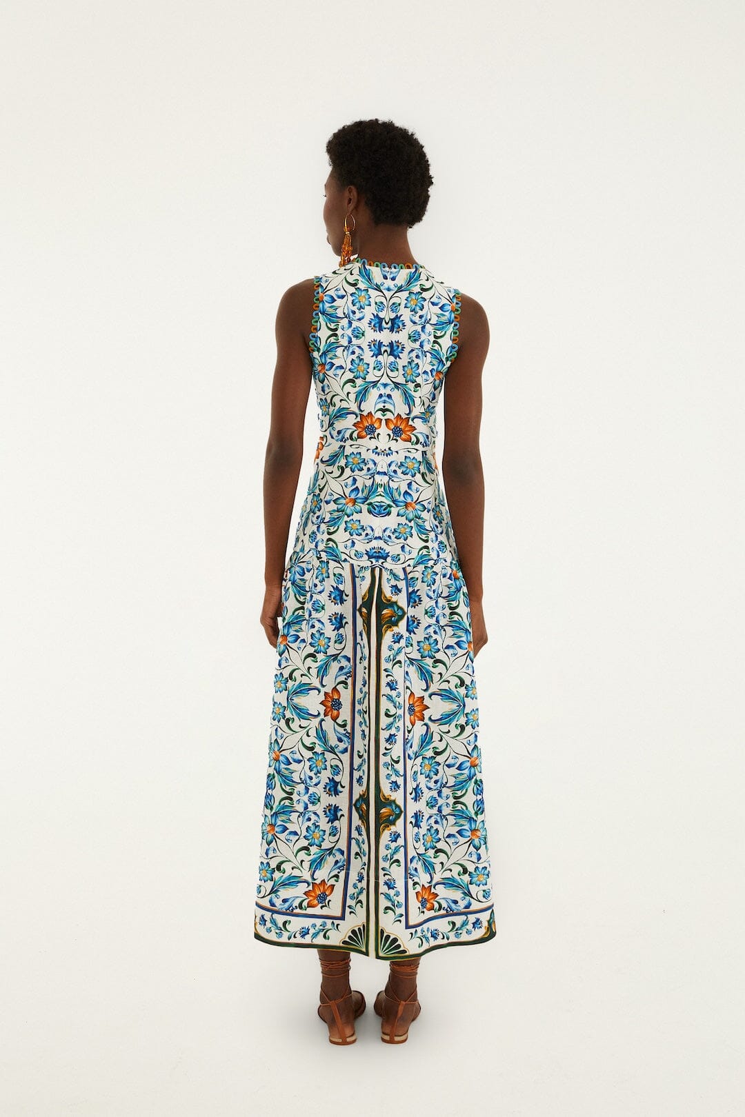 Off-White Flora Tile Scallop Maxi Dress