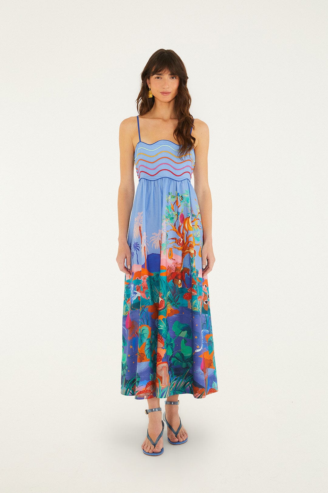 Multicolor Dream Landscape  Sleeveless Maxi Dress