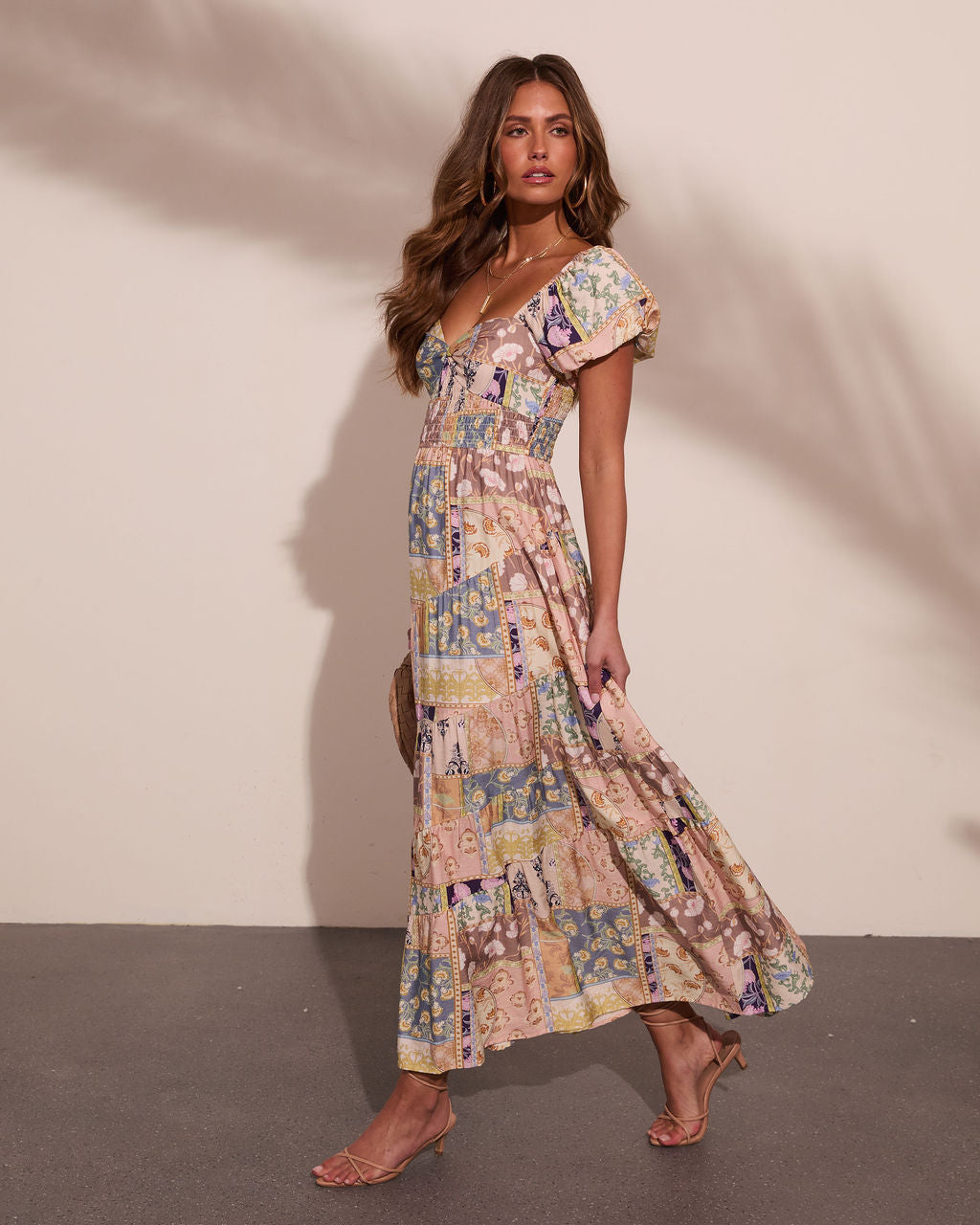 Prairie Stardust Abstract Patchwork Maxi Dress