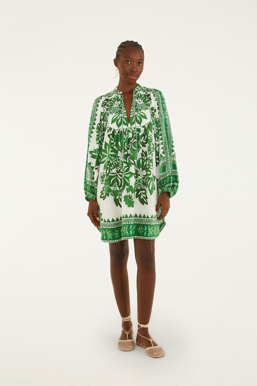 Green Flora Tapestry Mini Dress