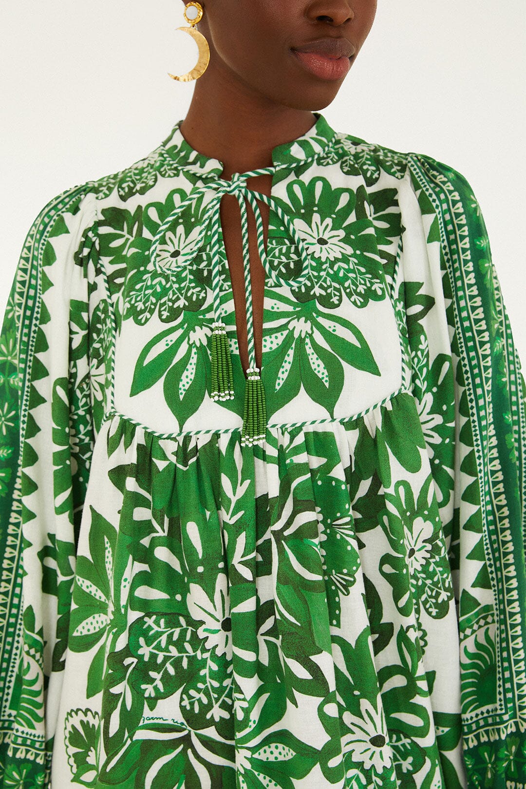 Green Flora Tapestry Mini Dress