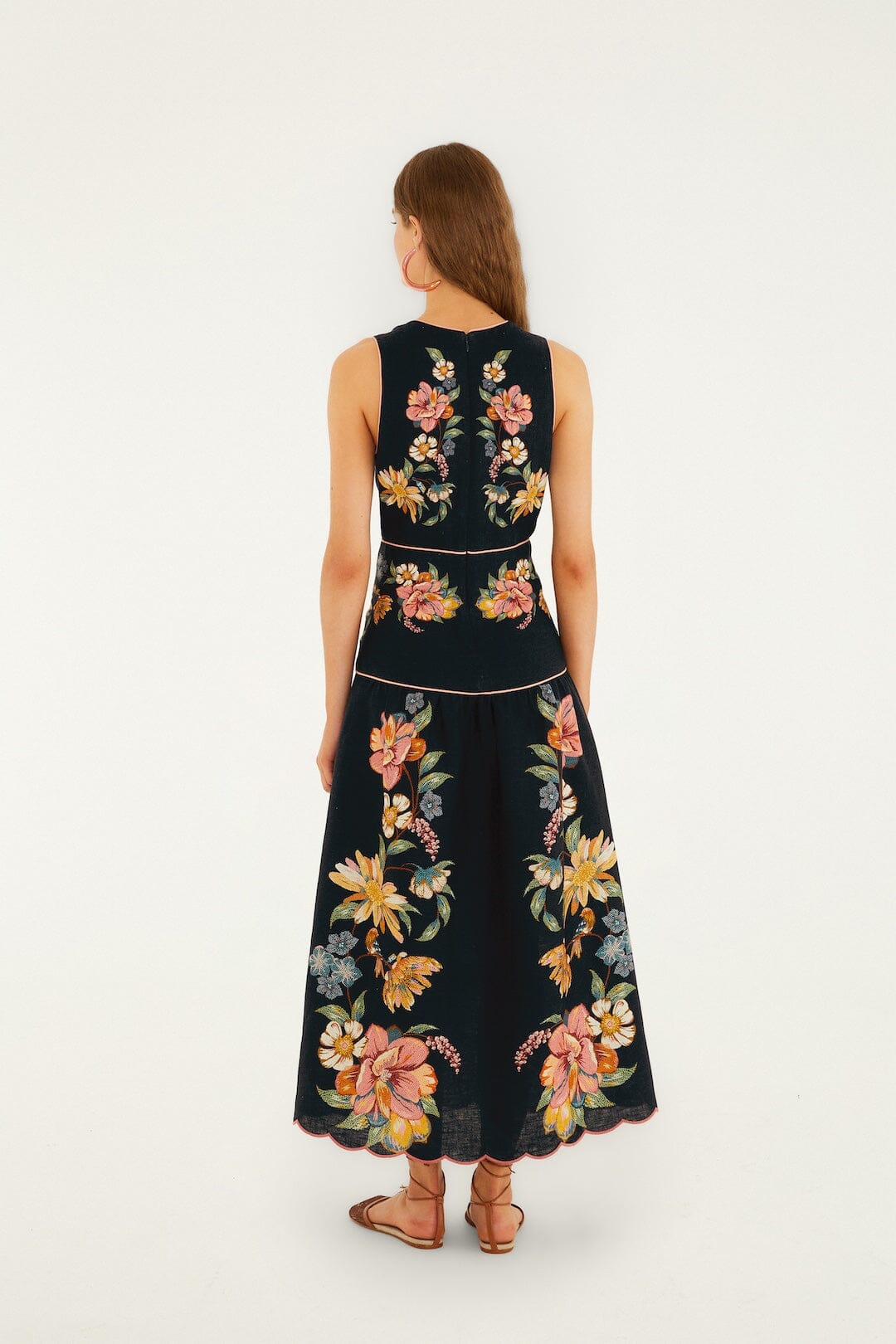 Dark Blue Maira Floral Midi Dress