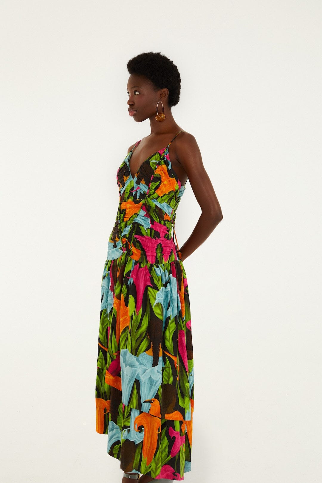 Black Mujeres Y Flores Midi Dress