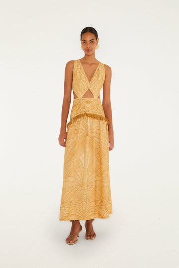Caramel Usiacuri Cut-Out Maxi Dress