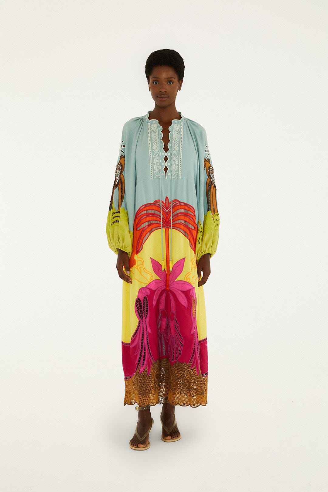Multicolor Usiacuri Embroidered Richelieu Maxi Dress