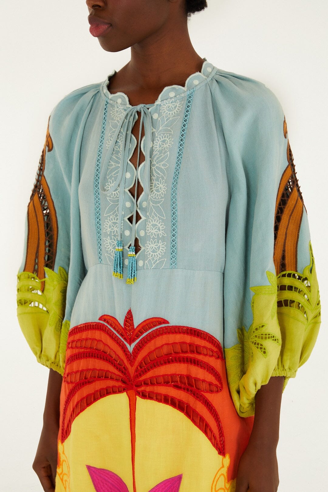 Multicolor Usiacuri Embroidered Richelieu Maxi Dress
