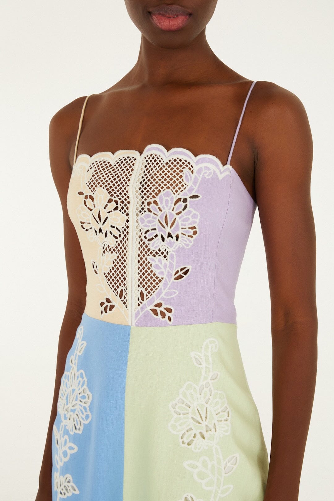 Multicolor Embroidered Midi Dress