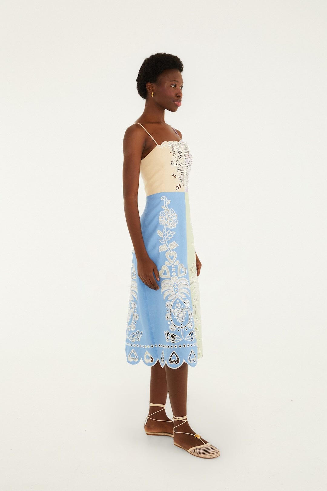 Multicolor Embroidered Midi Dress