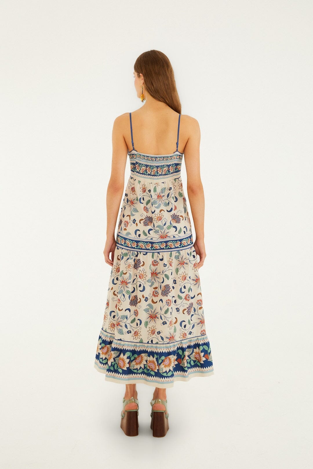 Soft Pink Floral Delhi Tapestry Midi Dress