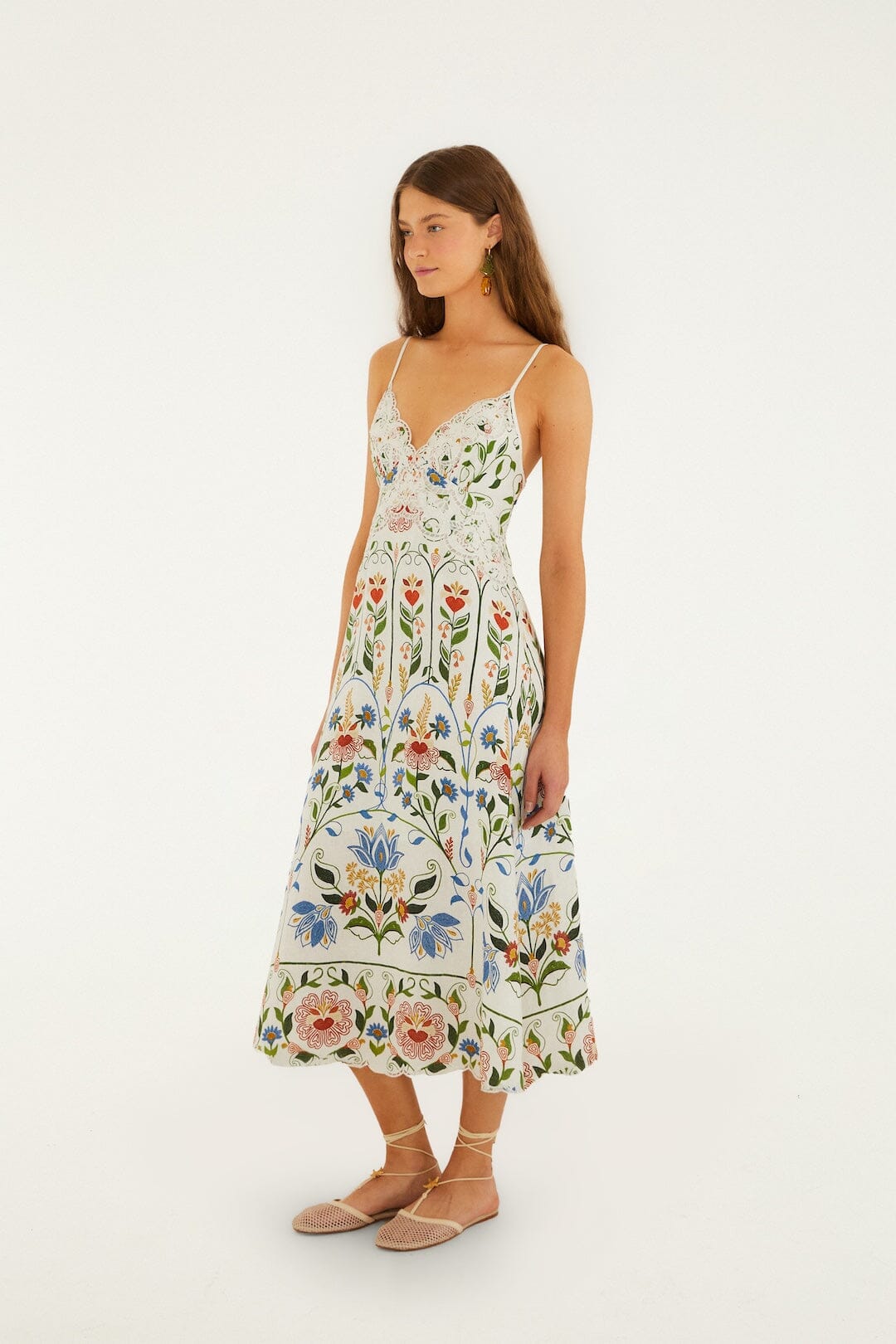 Off-White Stitched Garden Midi Dress
