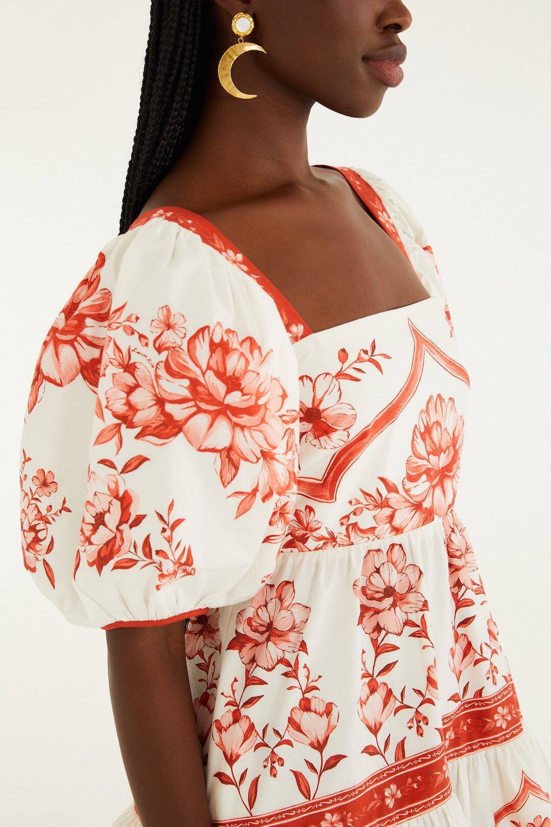 Red Porcelain Garden  Mini Dress
