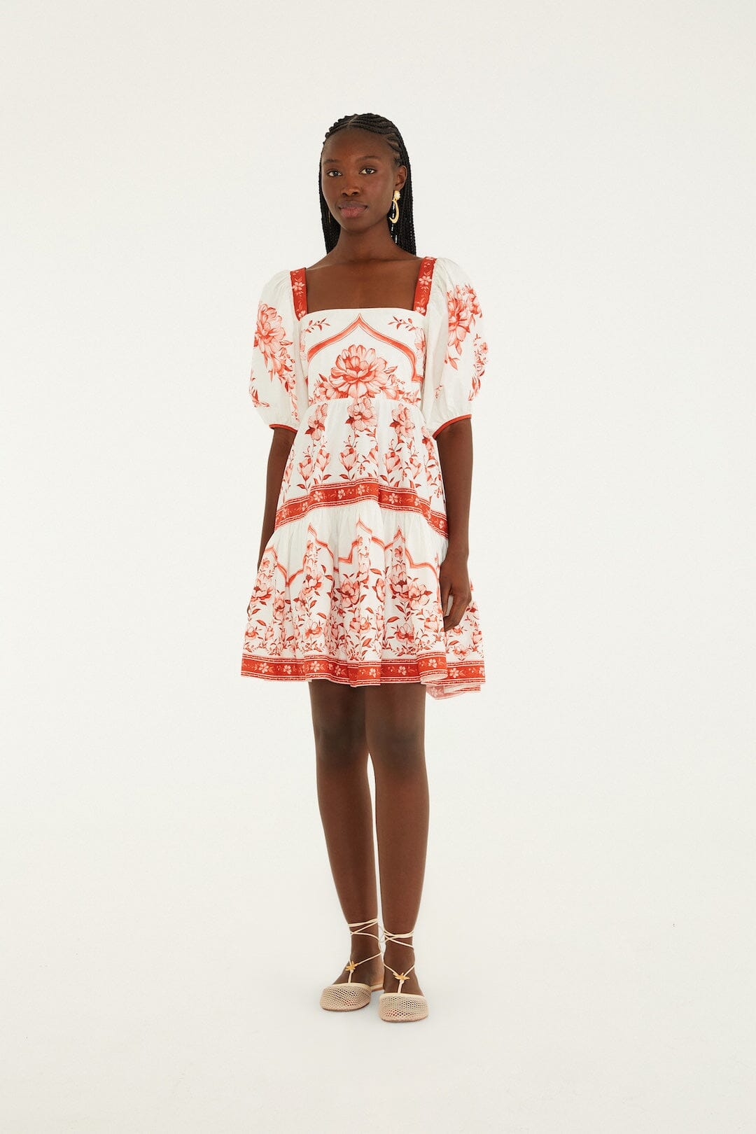 Red Porcelain Garden  Mini Dress