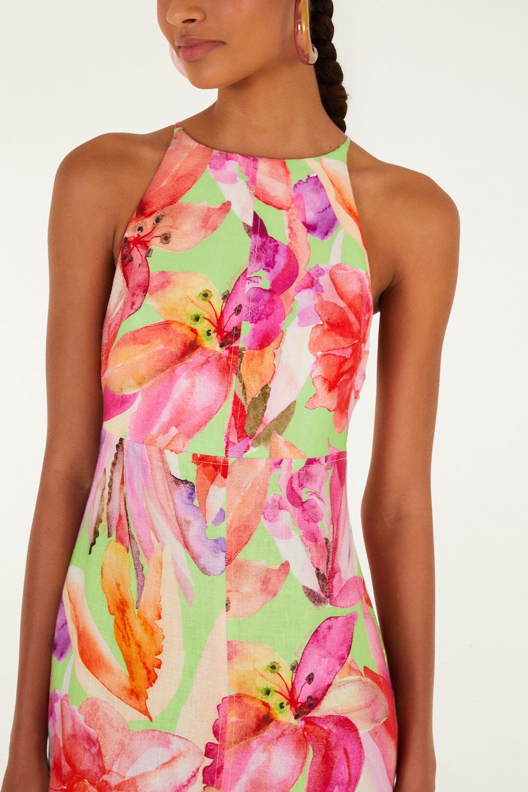 Multicolor Artsy Flora Midi Dress