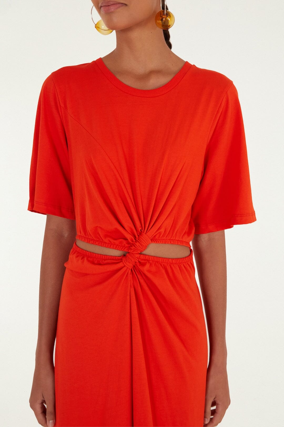 Red Artsy Flora Cut-Out  Maxi Dress