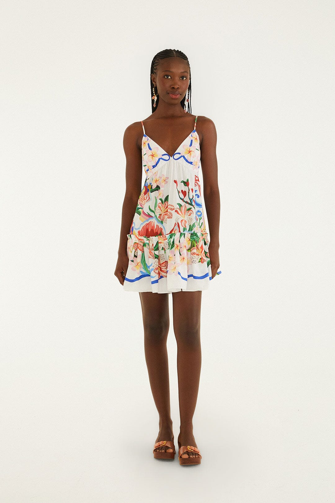 Off-White Garden Of Life Scarf Ruffled Mini Dress