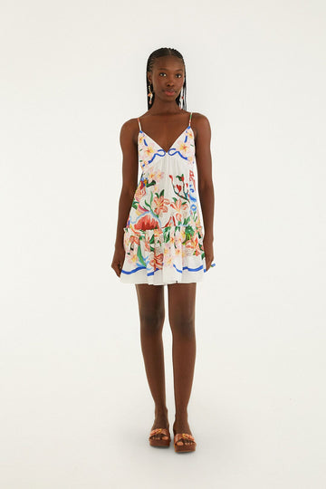 Off-White Garden Of Life Scarf Ruffled Mini Dress