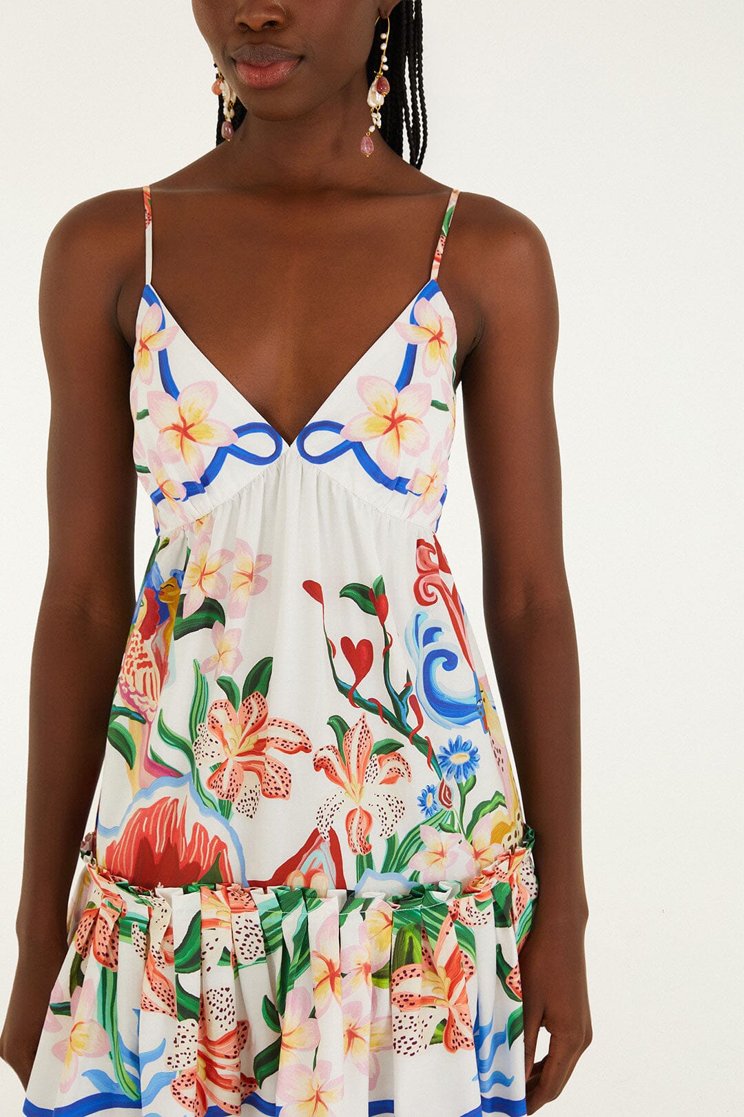 Off-White Garden Of Life Scarf Ruffled Mini Dress